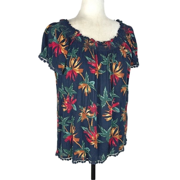 Twik navy palm tree blouse - Picture 2 of 7
